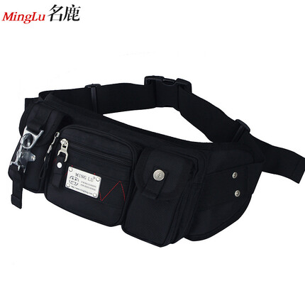 名鹿腰包男士多功能大容量防泼水户外运动休闲手机牛津布斜挎旅游随身 红色 大号(面料加强)