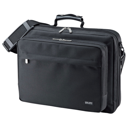 SANWA SUPPLY 简约笔记本电脑包 手提包 商务公文包 单肩/斜跨包 大开口设计 日常通勤 黑色 15.6英寸