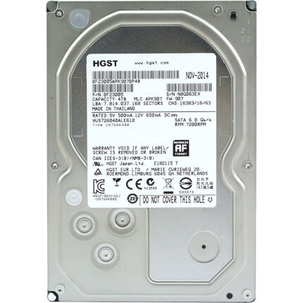 昱科(HGST) 4TB 7200转128M SATA6Gb/s 企业级硬盘(HUS726040ALE610)