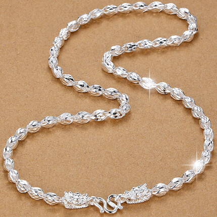 佰誉银家999足银男士项链个性粗时尚挂链潮长款男友嘻哈霸气男生 粗约4MM/长约56CM/重约20克