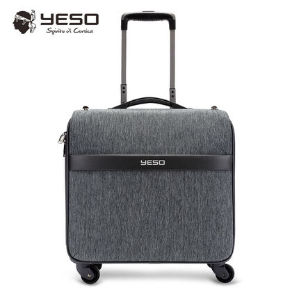 户外大师（YESO）yeso户外大师行李箱复古牛津布个性16吋男商务万向轮男士登机箱 16寸深灰色810601