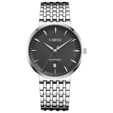 西亚尼情侣手表一对表石英男士女士手表防水简约单历学生时尚腕表 黑面男款 CIRNI