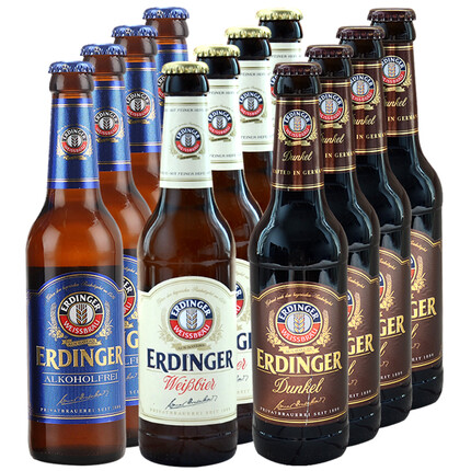 艾丁格（Erdinger）德国原装进口啤酒艾丁格ERDINGER系列啤酒 艾丁格三口味各4瓶330ml*12瓶