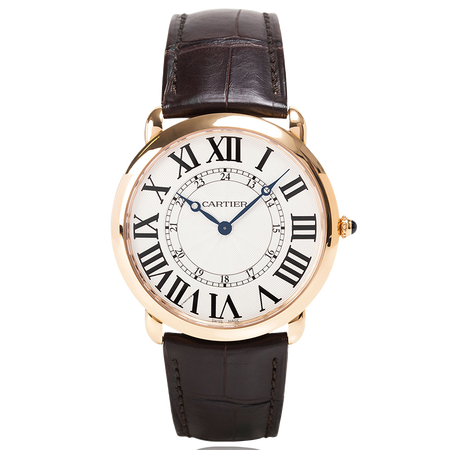 二手95新卡地亚伦敦系列18k玫瑰金手动机械男表w6801004二手手表男