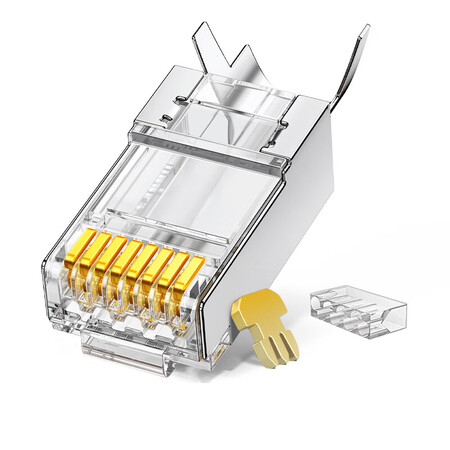 绿联(ugreen)nw178 六类屏蔽水晶头 50u加厚镀金网络接头 rj45工程级