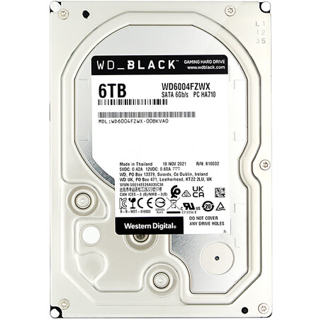 西部数据 台式机游戏硬盘 WD_BLACK 西数黑盘 6TB 7200转 128MB SATA CMR (WD6004FZWX)