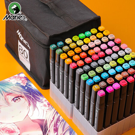 马利maries80色马克笔套装双头记号水彩笔酒精油性笔学生系列