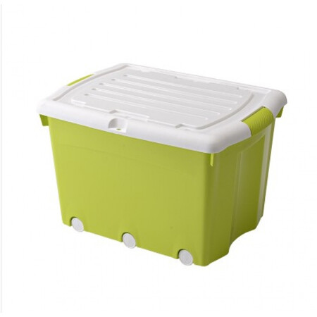 骁熊 带锁收纳箱加厚翻盖整理箱大号带锁孔塑料箱学生带锁储物箱 浅