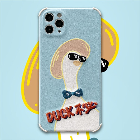 壳 iphone12pro/mini/promax 刺绣可爱保护套 卡通女款 大可不必鸭