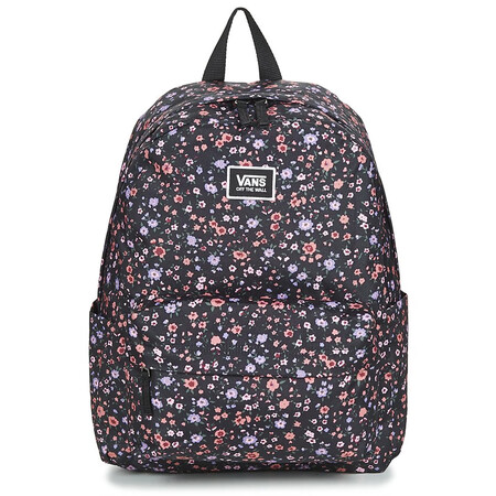 Vans/范斯女包休闲大容量运动双肩背包学生书包碎花黑色/彩...