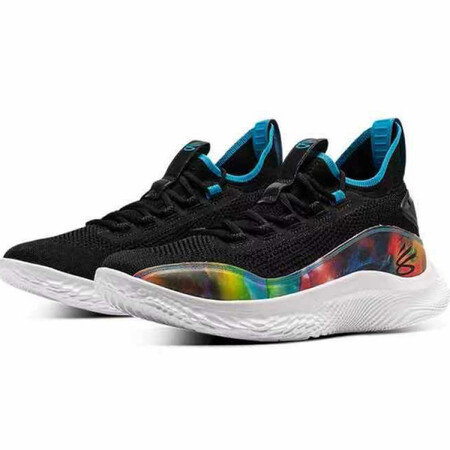 【全新未拆封】ua库里8代中高帮篮球鞋白金彩虹 curry 8黑白运动实战