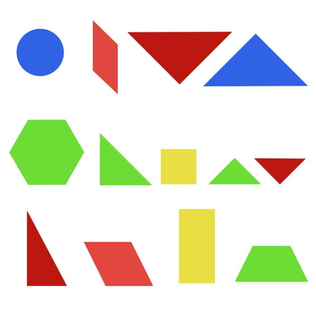 学生用平面几何图形片 三角板正方形六边形平行四边形菱形梯形圆形长