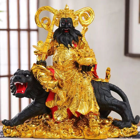 赵元帅玄坛财神神像16寸19寸仿铜骑虎摆件 12寸金身黑脸赵公明【图片