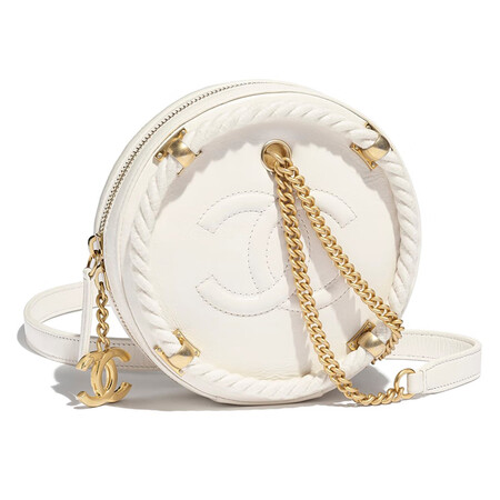 chanel香奈儿女包小圆包牛皮链条单肩包as0075 y84100 10601白色代购