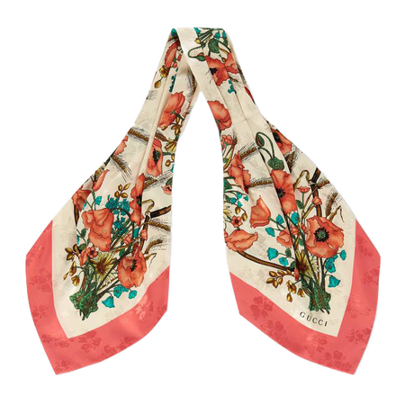 gucci古驰围巾女士印花丝巾丝带头巾方巾559839 3g009 9272粉色代购