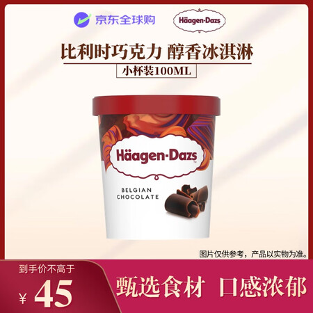 哈根达斯 Häagen·Dazs 经典比利时巧克力口味冰淇淋 95ml/杯