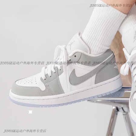 耐克（NIKE）AirJordan1LowAJ1灰白烟灰小迪...