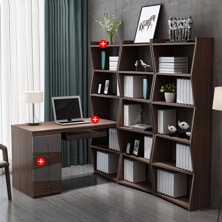 二胎书桌实木书桌书架组合北欧简约书柜书桌一体 书台 附柜 书架 是