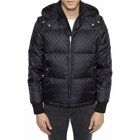 gucci 古驰男装 秋冬新品 双g印花尼龙可拆卸双用羽绒服 473612 z4218
