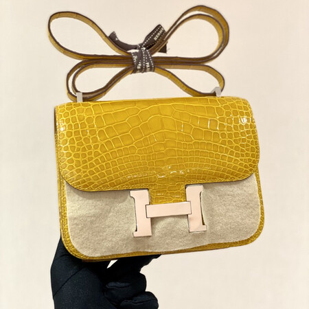 【二手95新】爱马仕(hermes)constance19 康康鳄鱼皮女士单肩斜挎包 9