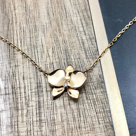 【二手99新】卡地亚项链 cartier 18k玫瑰金女士镶钻蝴蝶吊坠 二手