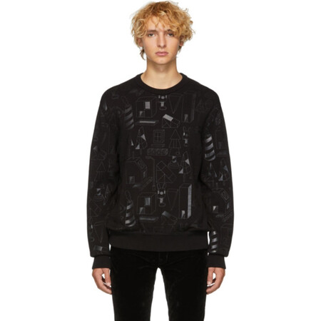 波士boss 奢侈品男装 jeremyville 黑色版本印花毛衣