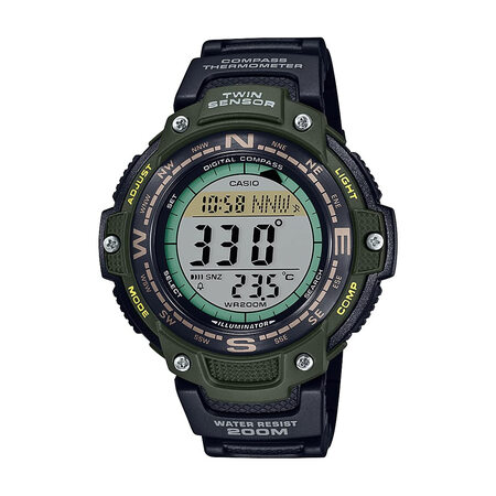 CASIO 卡西欧 双传感器世界时间 200 米防水数字指南针手表
