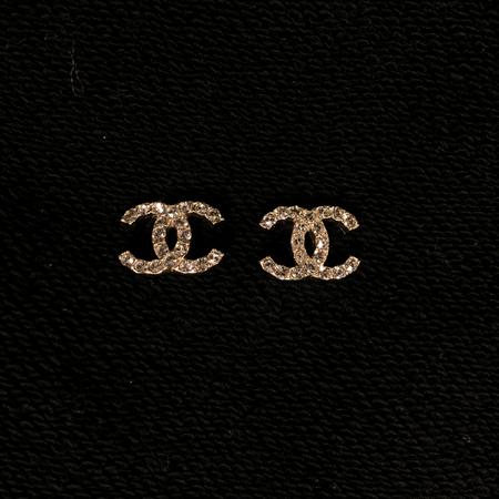 【二手准新品】 chanel香奈儿 女耳环耳钉经典镶嵌水钻双c标志 送老婆