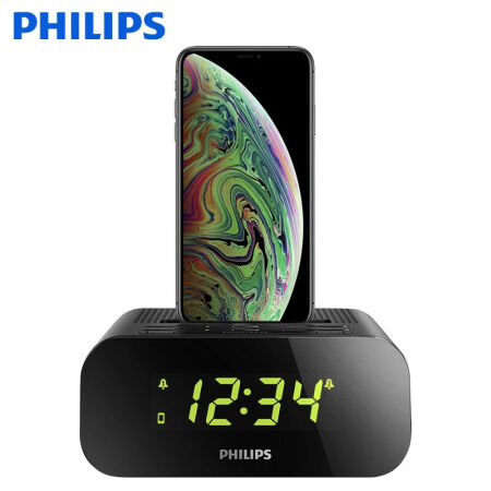 
                                        飞利浦（PHILIPS）AJ3275DZ iPhoneX/Xs Max/XR/8/8plus充电器 音乐底座音响/音箱 闹钟/FM收音机 黑色                