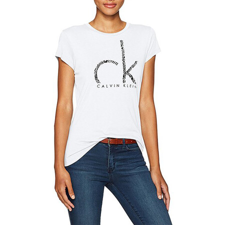 全球购 凯文克莱/calvin klein 女装字母大logo圆领短袖t恤 美码偏