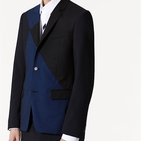 kenzo/高田贤三17秋冬男士拼接休闲时尚西装外套f765vb0121 黑蓝拼接
