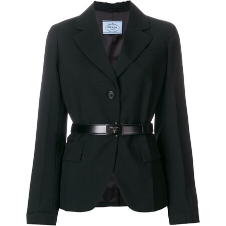 普拉达 prada 奢侈品女装 束带西装外套 black f0002 40 it
