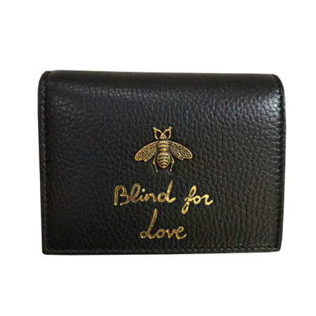 【二手99新】古驰(gucci) 小蜜蜂短款钱包 黑色