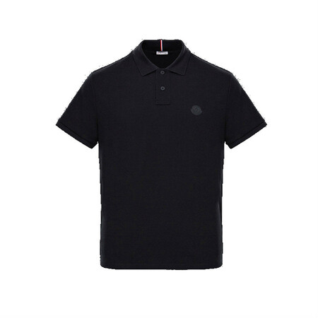 尚品城全球购 蒙口moncler 男士夏季新款纯棉黑色短袖polo衫正面左边
