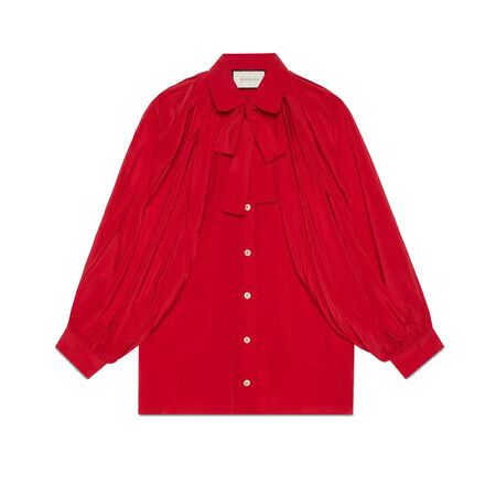 gucci古驰 全球购 2018新款女士蝴蝶结丝绸衬衫516573 zhs03 6544 s