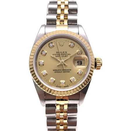 【二手95新】劳力士rolex日志型女表69173自动机械金面大钻日历二手表