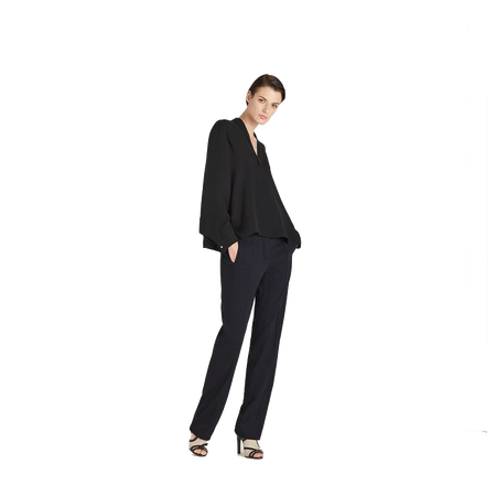 爱马仕(hermes)女士长袖衬衫 真丝 v领 单色/h820619d80234