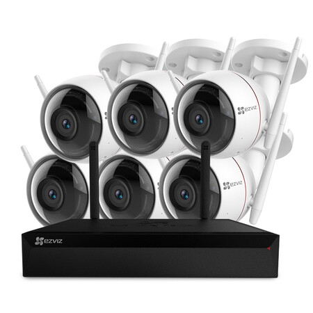 【萤石x5c-8/1t c3w6】海康威视萤石 200万无线监控设备套装x5c 8路1t