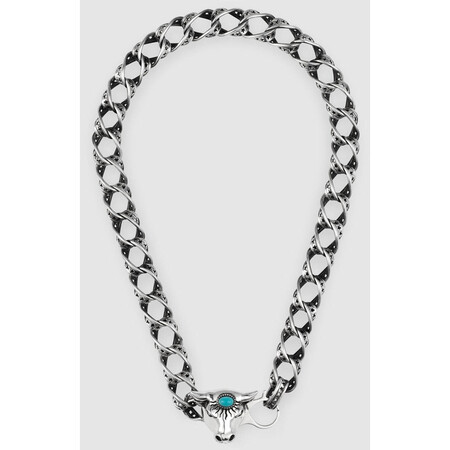 古驰gucci 奢侈品男士 anger forest系列牛头纯银项链 纯银 u