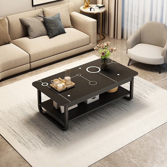 简约双层茶水桌小户型客厅创意茶几边几 【双层】布朗石纹色120*60*42