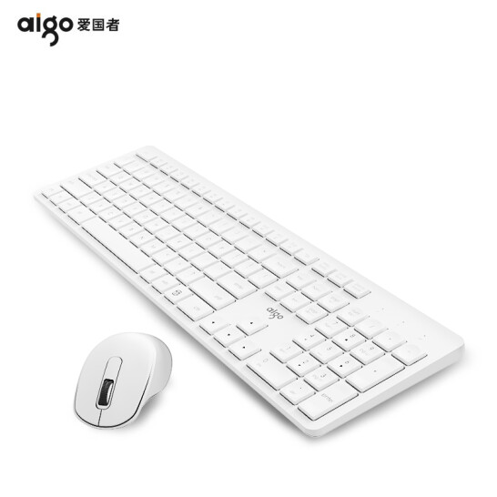 爱国者(aigo)MK500白色无线键鼠套装简洁轻薄水滴键帽全尺寸104键键盘办公鼠标键盘套装电脑办公套装
