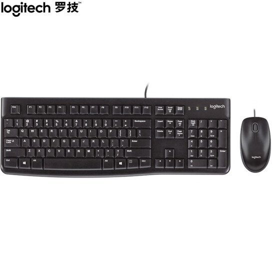 罗技（Logitech）MK120键鼠套装鼠标键盘套装三年质保黑色
