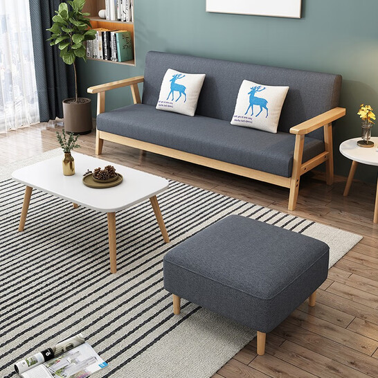 沙发客厅小户型沙发实木沙发沙发椅YL301深灰色（无抱枕） 沙发双人位