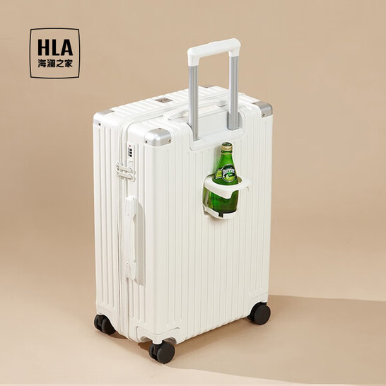 行李箱男女学生铝框拉杆箱旅行箱登机箱密码箱托运大容量结婚皮箱 象牙白-拉链 20寸-登机箱