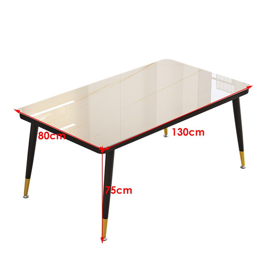 家用小户型4人6人 简约大理石纹钢化玻璃长方形餐厅吃饭桌子