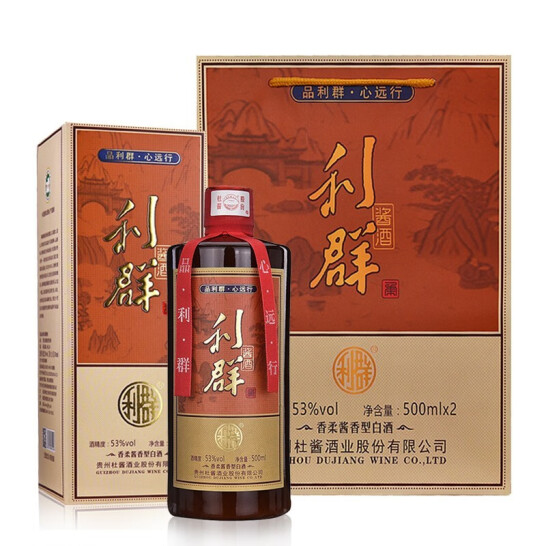 杜酱 利群酱酒 53度香柔酱香型白酒500mL*6瓶+3个手提袋