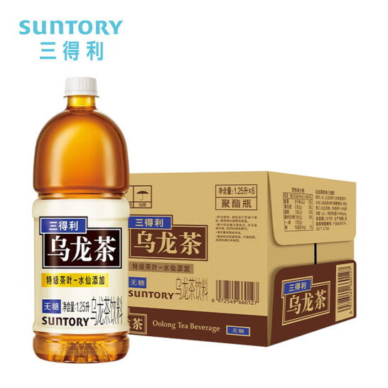 Suntory 三得利 无糖乌龙茶 1.25L*6瓶 新低34元包邮