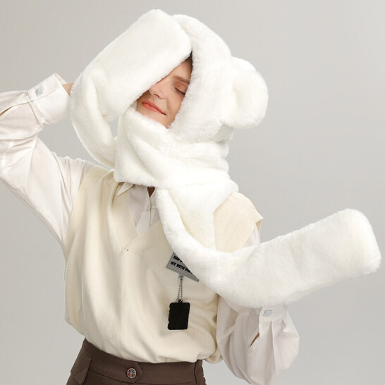 VVC 保暖三合一小熊围巾（厚绒版） 多色