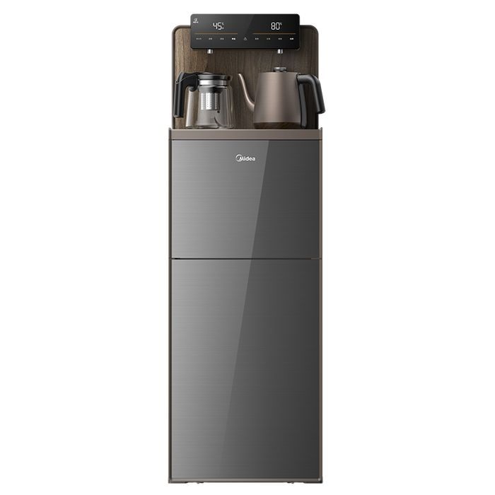 美的（Midea）茶吧机家用一体柜高端客厅办公室智能语音自动上水不锈钢管路下置式饮水机YR1803S-X 星耀灰 温热型