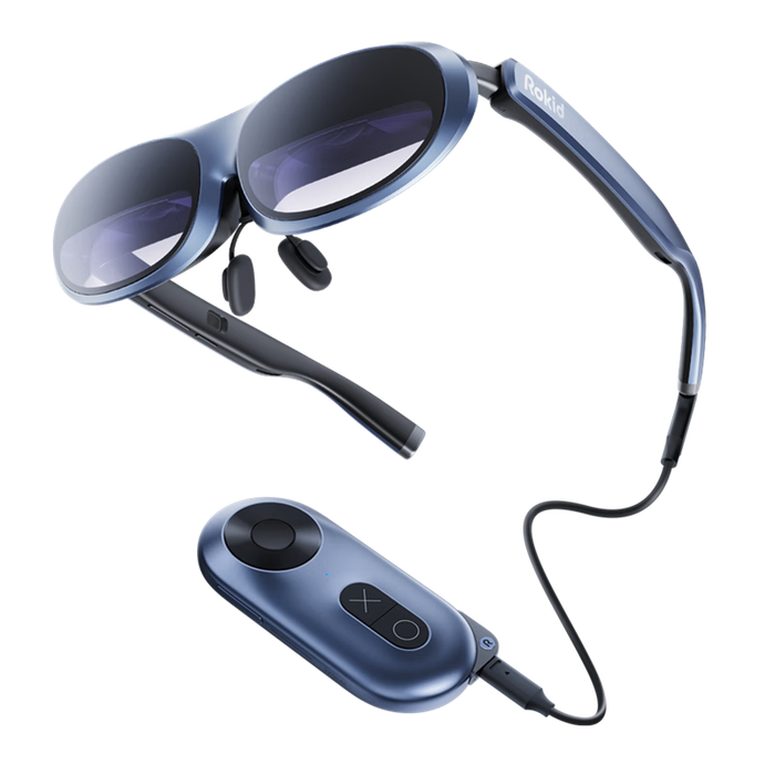 ROKID Max智能AR眼镜极客套装3D电影游戏360英寸 DP直连ROG 苹果15系列和华为Mate60非VR眼镜 一体机